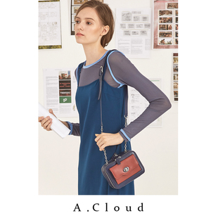 gucci的colour1223 A.Cloud Colour Archive 頭層牛皮復古撞色鎖扣信封鏈條斜挎包 gucci