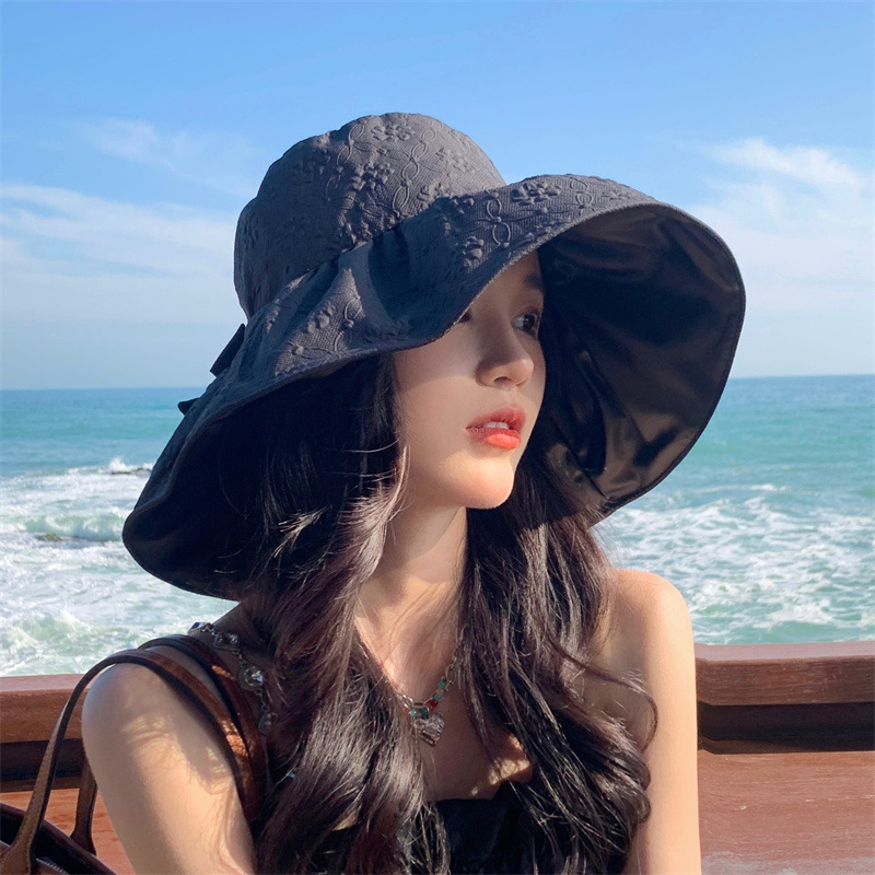 帽子时尚韩版印花渔夫帽女春款高品质防紫外线遮阳帽沙滩防晒帽