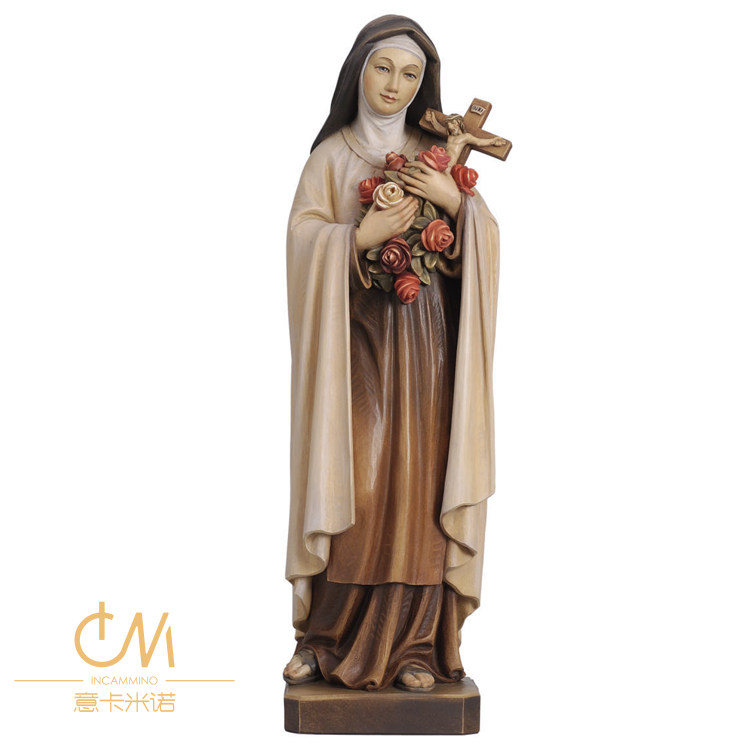 小德兰德肋撒木雕圣像意卡米诺意大利进口天主教圣物摆件订制人物