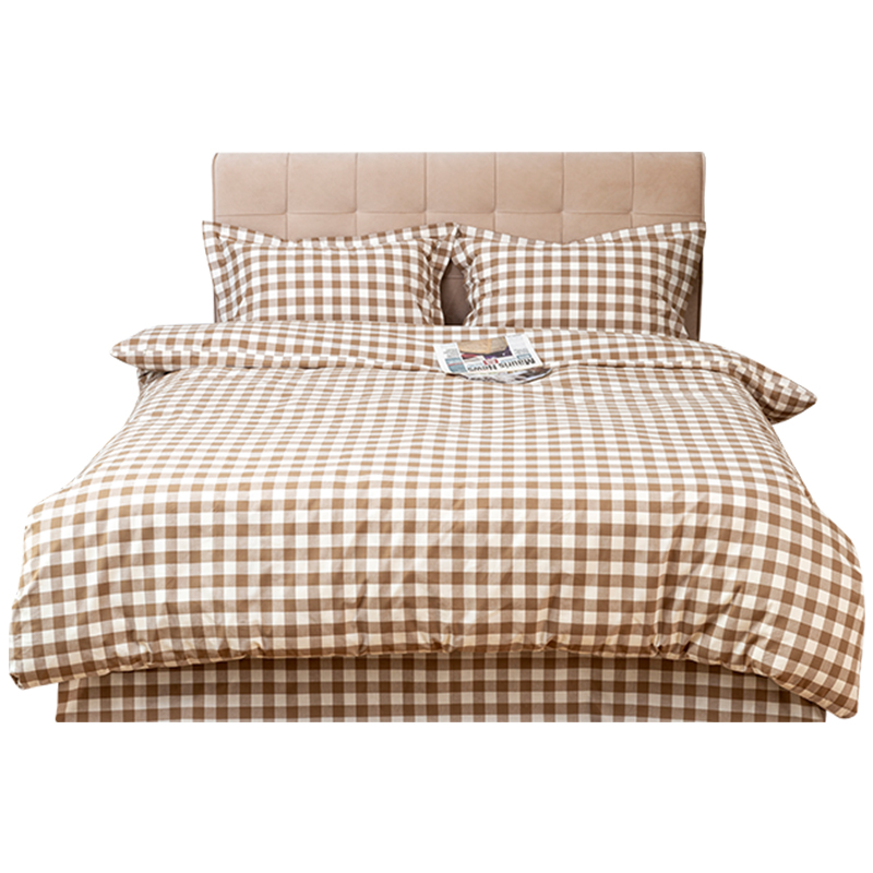 全棉床上用品四件套床笠式北欧简约大气全棉床品双人被套枕套定制