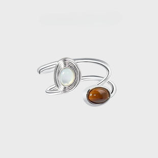 英国设计师TopWhit戒指可调节轻奢感原生系列气质戒指木纹石白贝