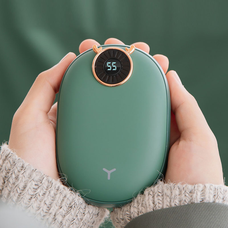 麋鹿暖手宝带挂绳移动电源10000毫安容量智能数显usb充电暖宝宝