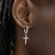 GRGR cross earrings 纯银满钻十字架耳环男女嘻哈锆石耳圈坠单只