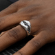 GRGR 裂痕戒指男嘻哈复古个性设计镶蓝宝石指环S925纯银开口可调