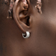 GRGR 波浪纹满钻半圆耳钉男嘻哈潮流个性S925纯银耳饰女高级感