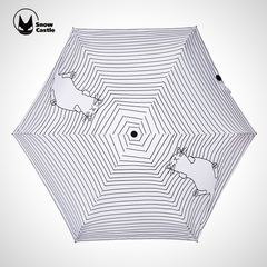 折叠黑胶防晒晴雨五折伞超轻便携太阳伞防紫外线猫咪创意遮阳伞