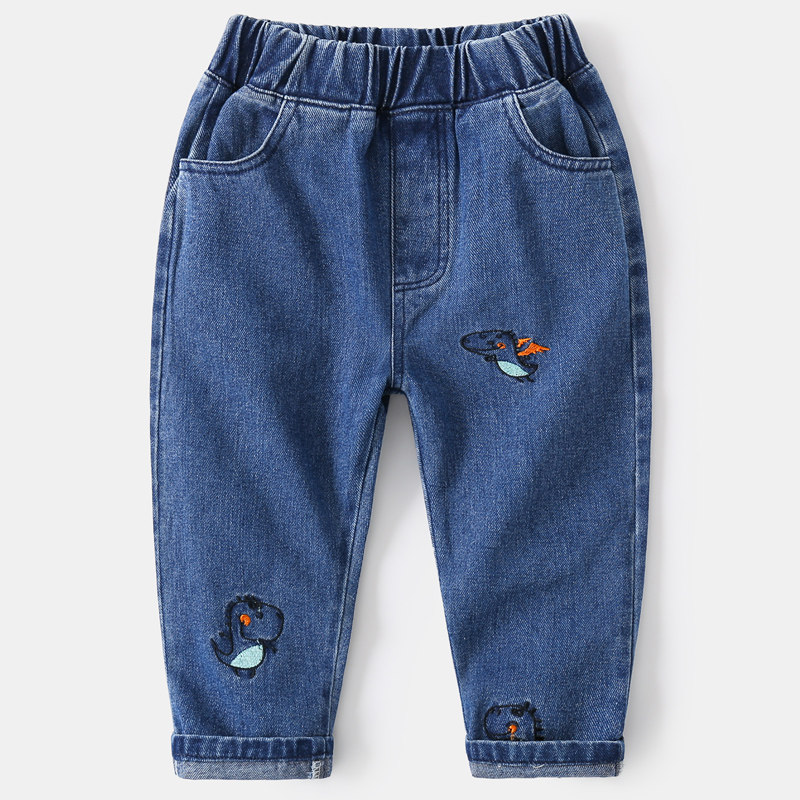 儿童牛仔裤春秋2021秋装刺绣
