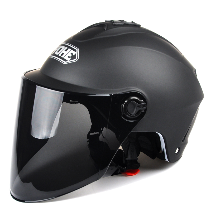 永恒头盔夏季遮阳助动力电车帽半盔安全夏天成人男女黑色防晒夏盔