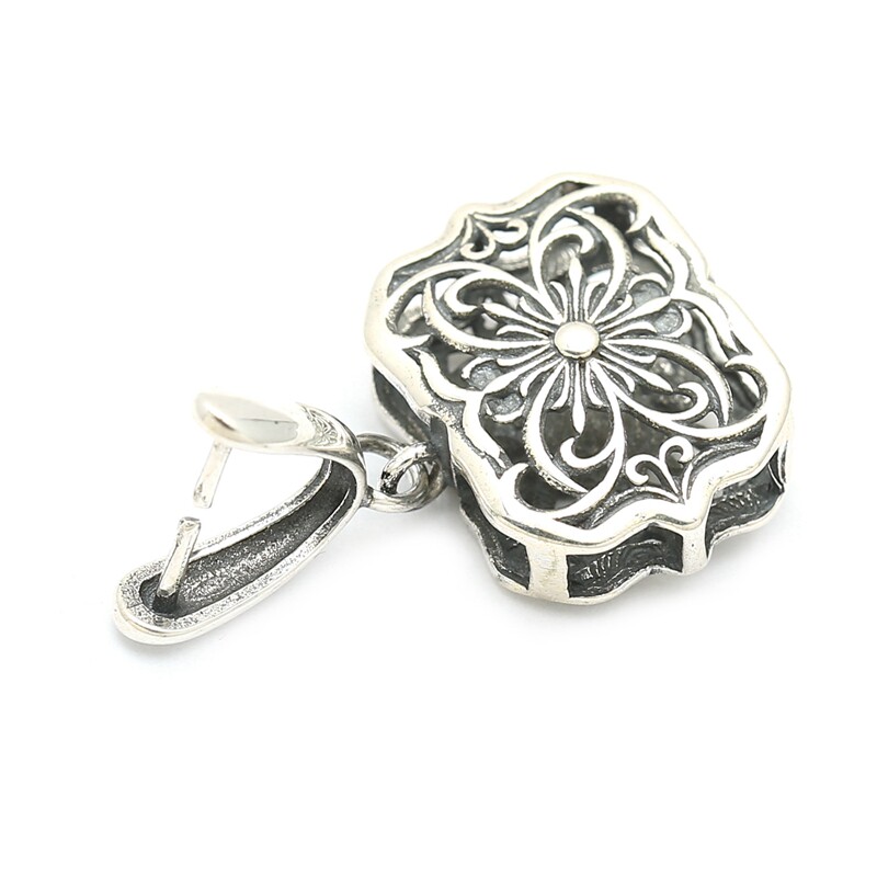 银扣头吊坠扣夹玉扣玉坠扣子diy手工配件s925纯银翡翠扣仿古图腾