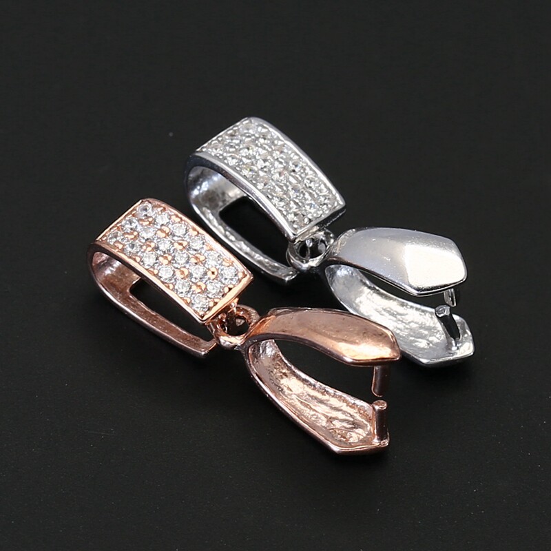 吊坠扣挂件扣玉扣头夹扣子s925纯银卡扣diy配件水晶扣翡翠扣o3