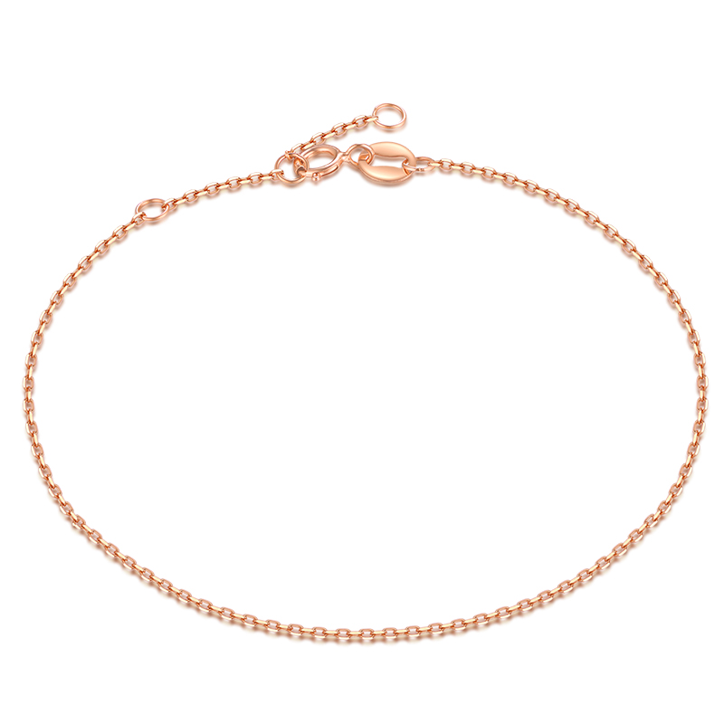 曼卡龙珠宝18k金手链 新款玫瑰金细手链女彩金k金可调节凤尾链