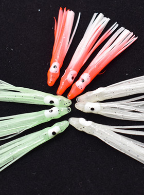 夜光鱿鱼饵4cm 9cm假饵海钓金枪路亚饵仿生软饵南油铁板钩串钩饵