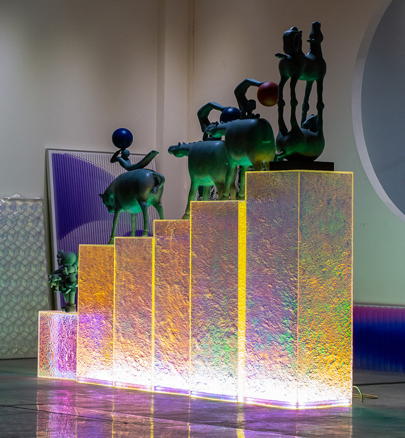 炫彩石头纹亚克力灯光底座艺术品雕塑展示摆件装饰品有机玻璃定制