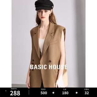 Basic House/百家好老钱风西装马甲女2024春季新款无袖坎肩上衣