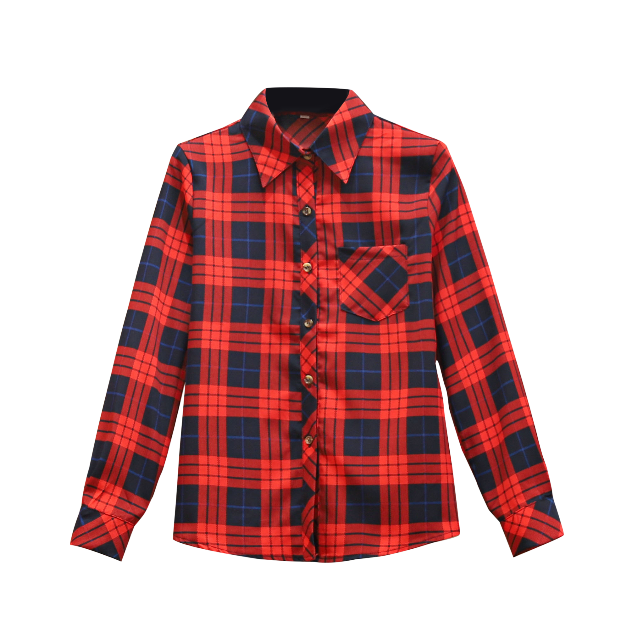 韩国东大门东南亚红格子长袖衬衫女装打底衫女士大码衬衣衣服