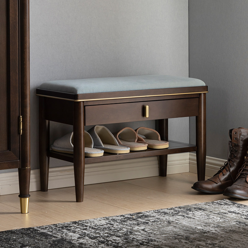 美式实木换鞋凳