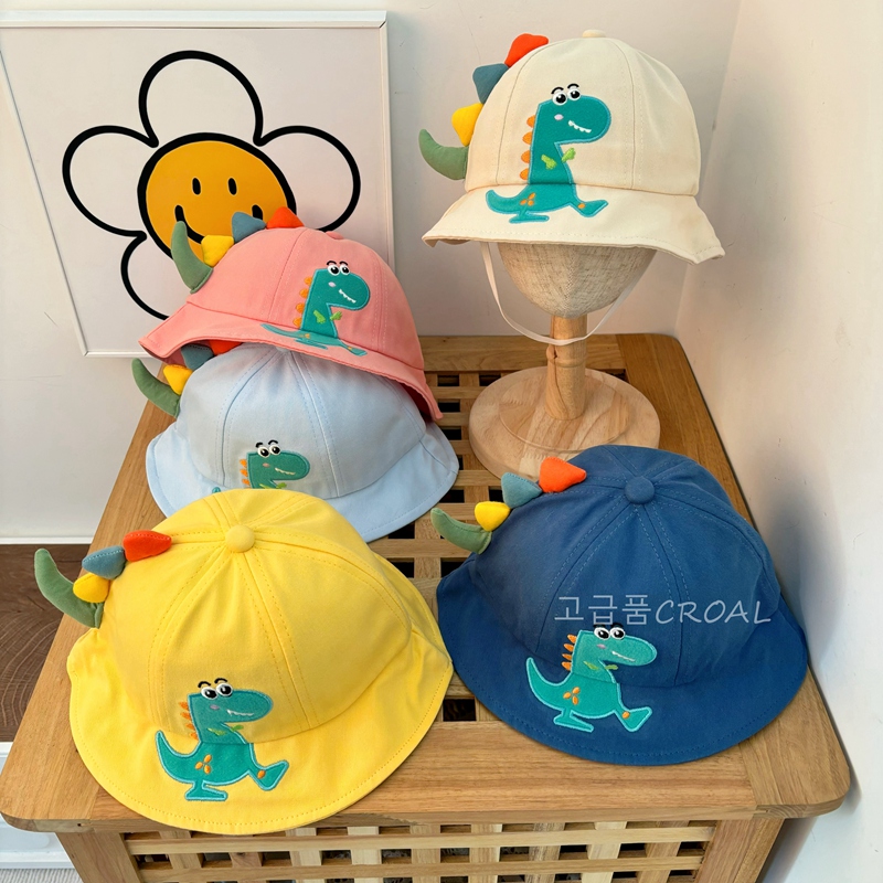 恐龙儿童渔夫帽宝宝男童夏季帽子薄款小孩防晒遮阳户外太阳帽盆帽