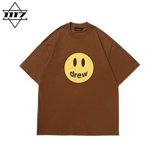 正品Drew House短袖棕色比伯同款笑脸T恤男女情侣高街纯棉夏季tee