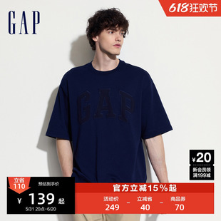 Gap男女装2024夏季新款字母logo短袖T恤宽松圆领运动上衣465539