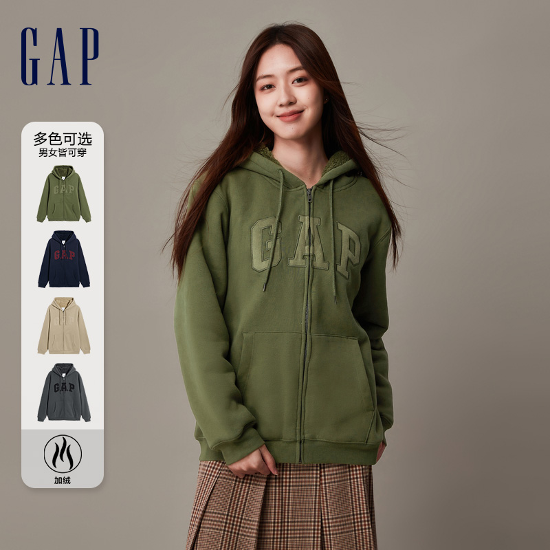 Gap男女装春秋LOGO仿羊羔绒宽