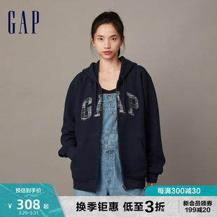 Gap男女装冬季碳素软磨抓绒宽松连帽衫情侣装运动休闲卫衣841214