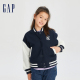 Gap女童春秋LOGO撞色飞行员夹克洋气儿童装宽松运动外套789216