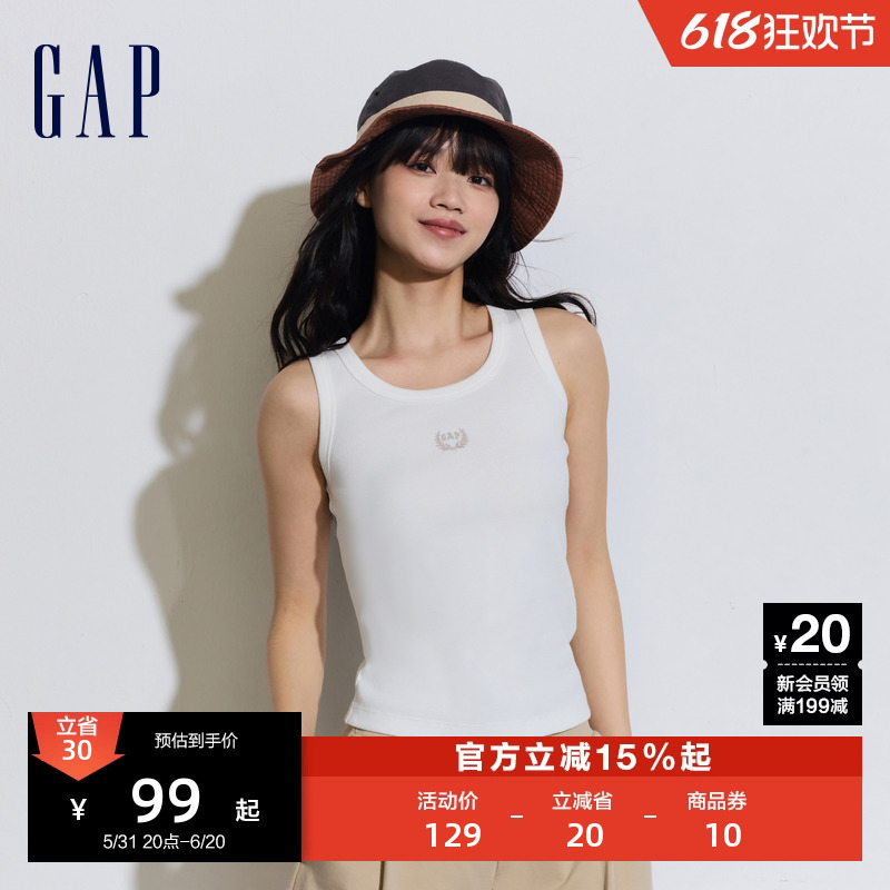 Gap女装2024夏季新款罗纹弹力