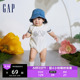 Gap婴儿2024夏季新款纯棉舒适亲肤短袖连体衣儿童装包屁衣890357