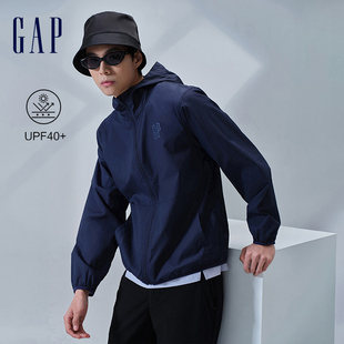 Gap男装2024夏季新款UPF40+轻薄防晒衣半高领透气夹克外套884874