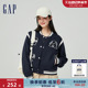 Gap女装2024春季新款纯棉撞色贴布绣logo棒球服学院风外套872711