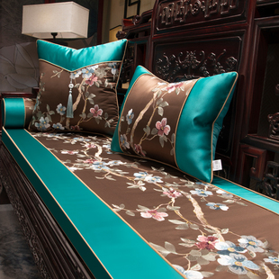 新中式罗汉床坐垫高档实木家具垫海绵垫防滑红木沙发垫子套罩定制