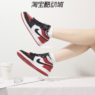 Air Jordan 1 Low AJ1女子新款黑红脚趾低帮休闲篮球鞋553560-612