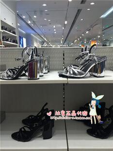 lv m60171 HM H M H M女裝專櫃正品代購 PU仿皮漆面細帶馬蹄跟露趾涼鞋女鞋 lv包m61276