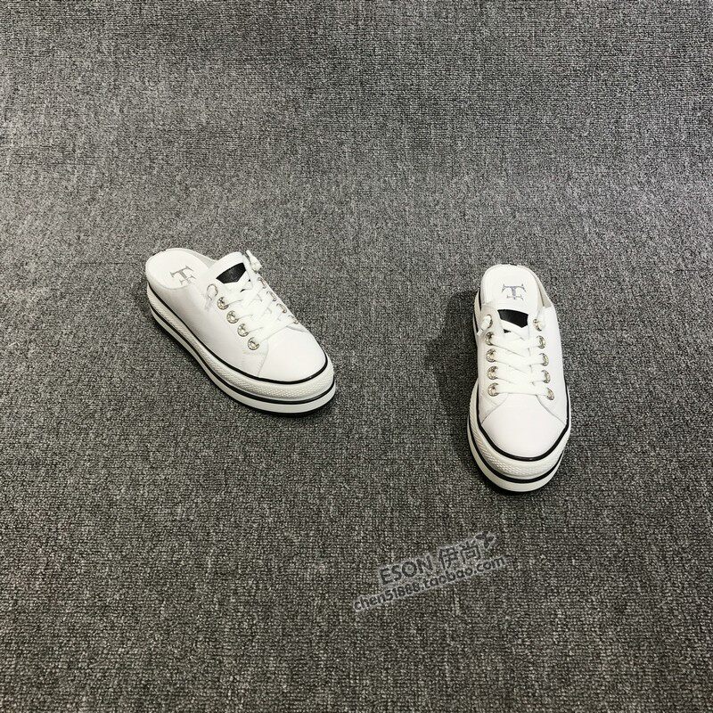 2018夏季新款欧洲站欧货真皮女鞋休闲运动鞋厚底松糕鞋包头凉拖鞋