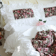 게으른휴가︱韩版公主欧美油画贡缎全棉碎花四季床上用品床裙件套