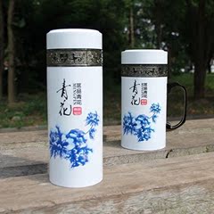 定制高档礼品骨瓷保温杯陶瓷杯不锈钢陶瓷保温杯子定制LOGO