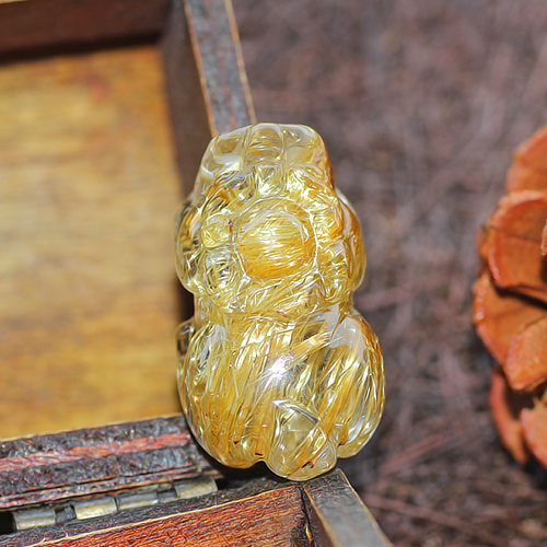 热销金貔貅吊坠男款_碧雅钛晶貔貅吊坠正品板状金丝猫眼发晶水晶皮丘