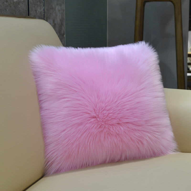 现代简约北欧式仿羊毛抱枕长毛绒床头靠垫套沙发靠枕可爱含芯纯色