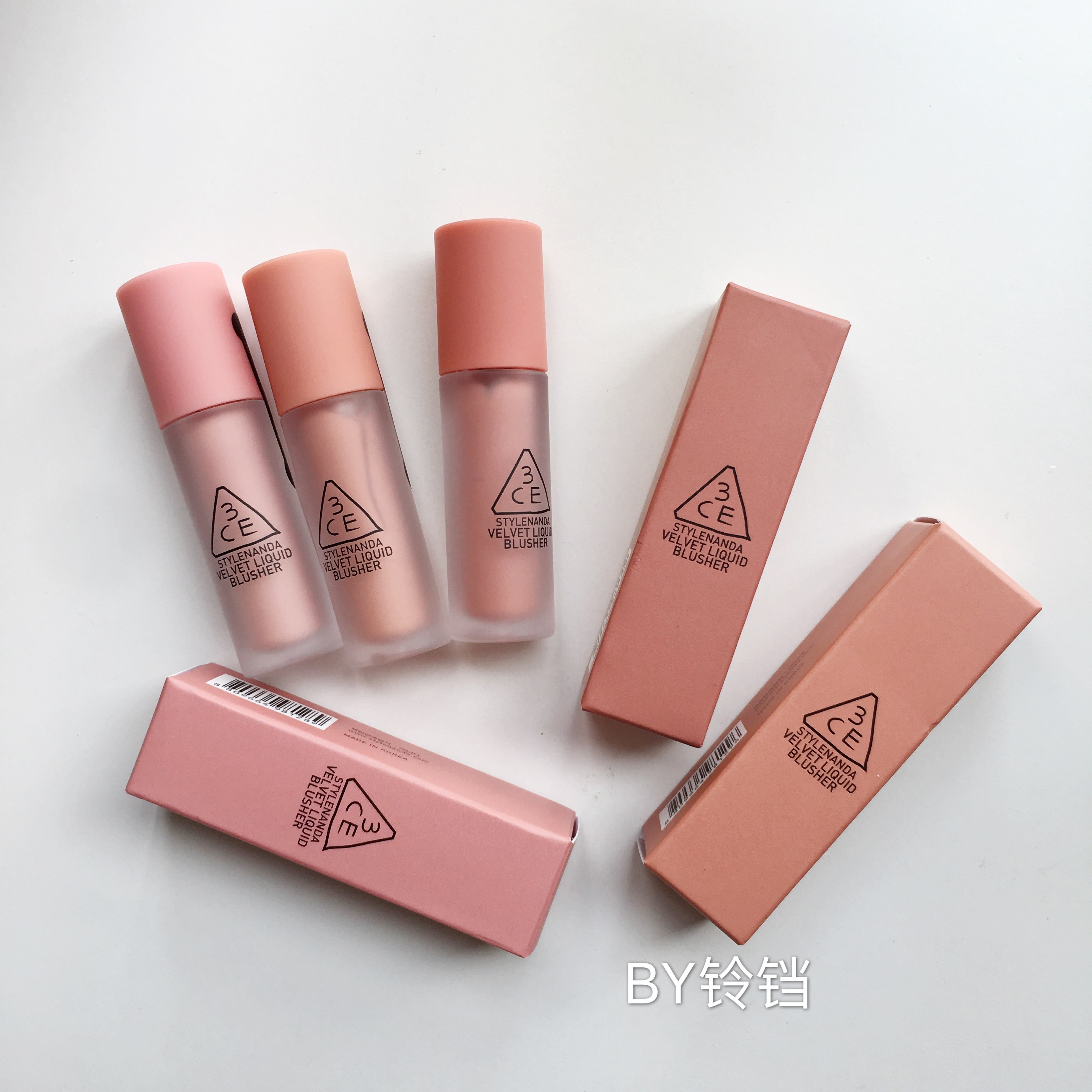 韩国3ce丝绒慕斯哑光雾面液体腮红液南瓜色玫瑰水蜜桃色soalive