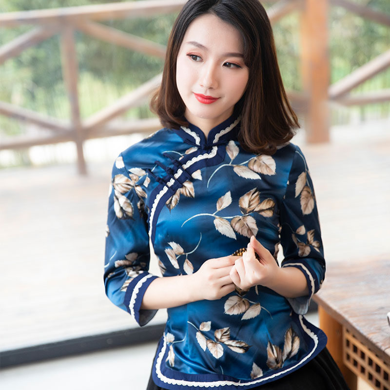 如意风半身旗袍中式唐装上衣妈妈装古风传统民族居士服中国风女装