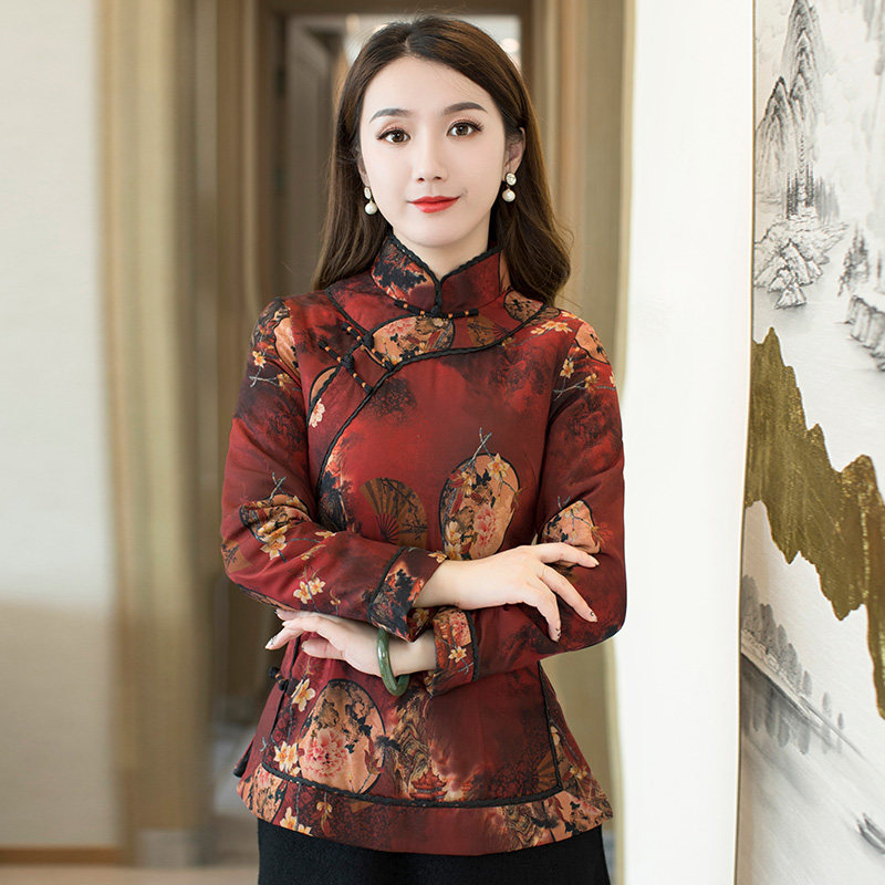 如意风中国风女装唐装女冬棉袄加厚夹棉修身显瘦复古时尚盘扣外套