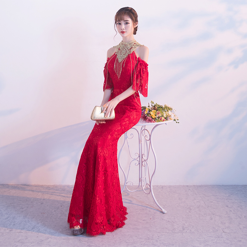 敬酒服新娘2019秋款晚宴晚礼服时尚长款鱼尾裙优雅高贵结婚订婚女在类目 女装/女士精品, 婚纱/旗袍/礼服, 礼服/晚装中 - 来自Buy2taobao.com提供专业的淘宝代购服务