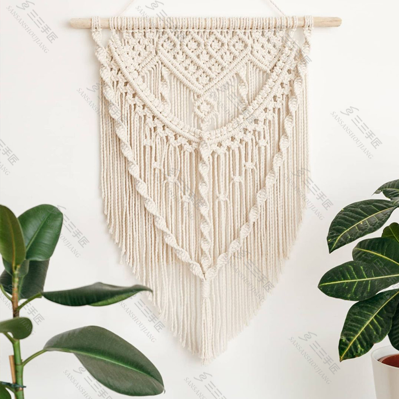 雪绒北欧纯手工编织流苏装饰纯色挂毯家居客厅卧室墙壁家居装饰