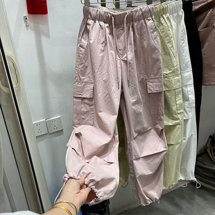 美式工装裤女夏季2024新款百搭小个子休闲裤直筒宽松显瘦速干裤子