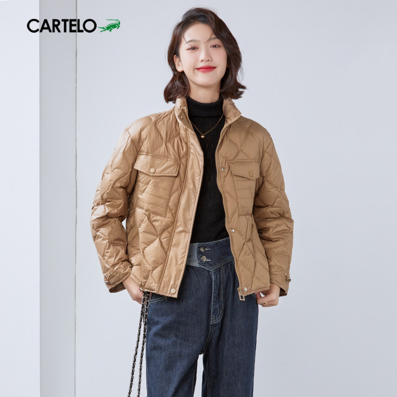 卡帝乐鳄鱼女装冬季短款羽绒服女2021新款时尚洋气外套设计感小众