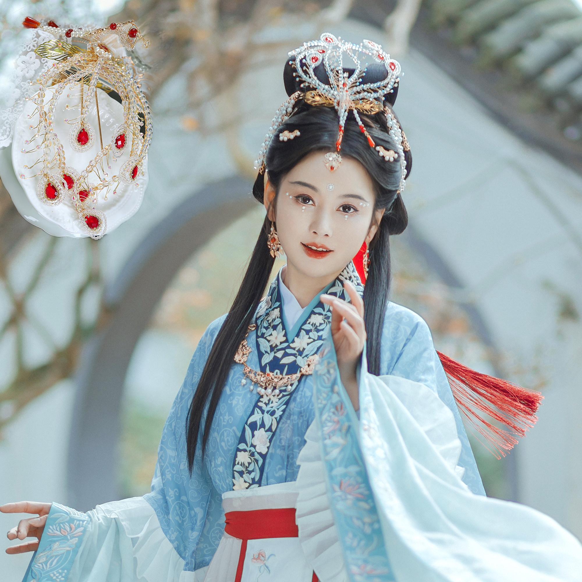 后雨山古风汉服七尾凤凰发簪钗子正偏凤唐风明制顶簪红楼梦头饰冠