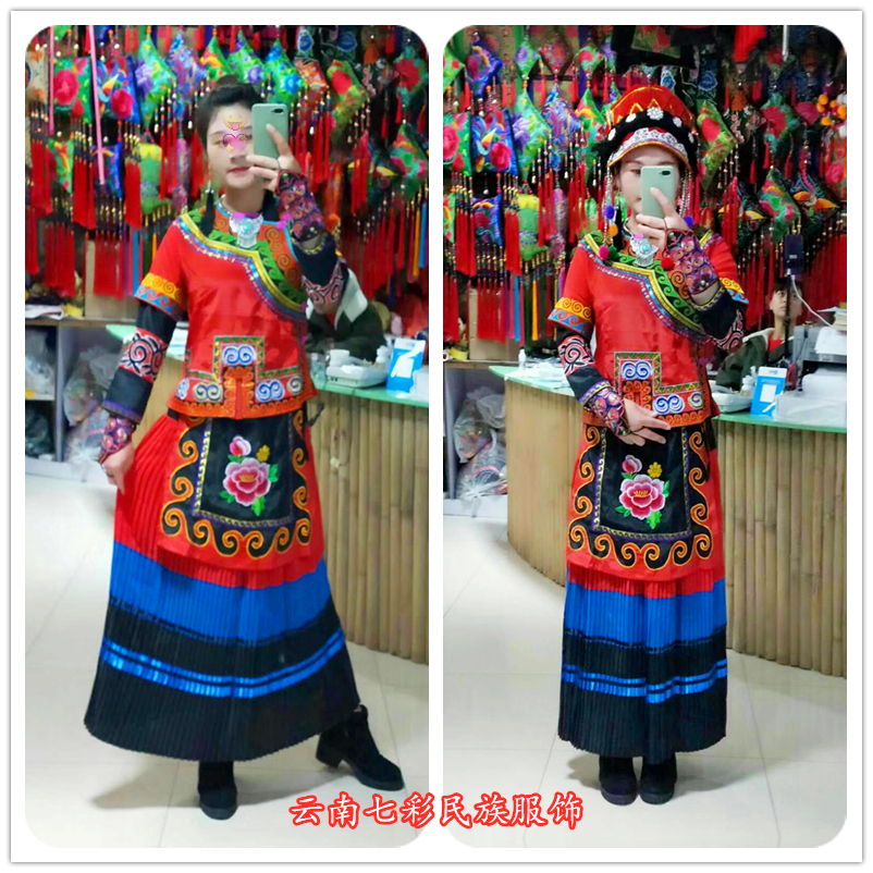 精品黑彝民族服装 长袖绣花彝族女装长裙 凉山彝族火把节服饰春季