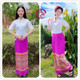 泰国傣女装中袖白色扣花傣族套西双版纳泼水节服饰滇送头花多色裙