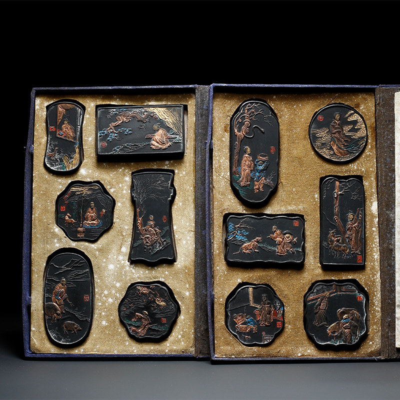 程君房松烟墨集锦墨套装墨礼品墨礼盒装墨锭墨块墨条徽墨文房四宝