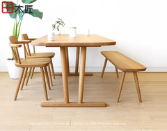 日式餐桌个性简约宜家实木现代白橡木餐桌椅组合长方形桌家具定制